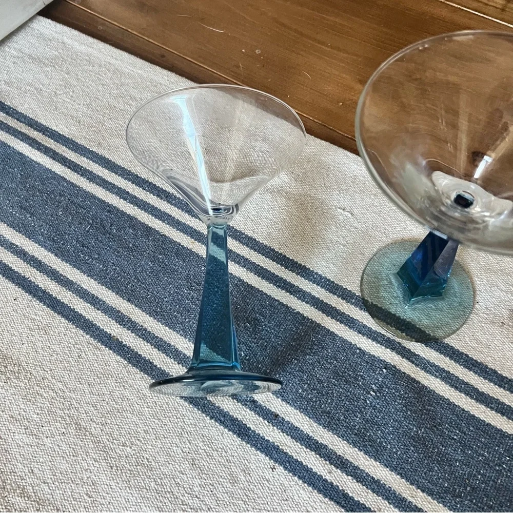 Bombay Sapphire Gin Collector Blue Twist Stem Martini Glass Star Trek Chic Y2K